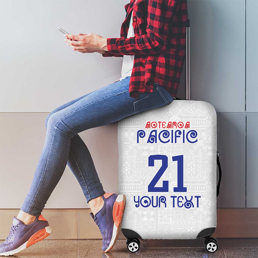 New Zealand Rugby Pacific Personalised Luggage Cover Maori Style Tribal Tapa Pattern