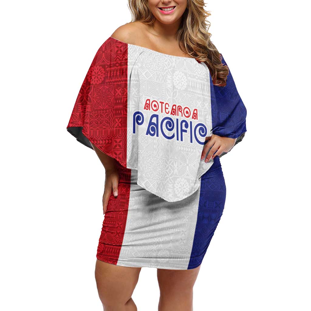 New Zealand Rugby Pacific Personalised Off Shoulder Short Dress Maori Style Tribal Tapa Pattern