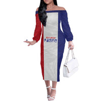 New Zealand Rugby Pacific Personalised Off The Shoulder Long Sleeve Dress Maori Style Tribal Tapa Pattern