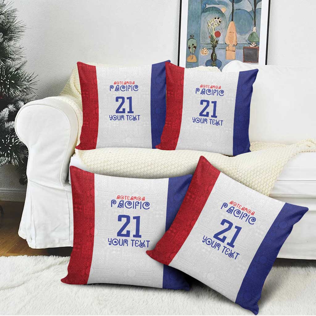 New Zealand Rugby Pacific Personalised Pillow Cover Maori Style Tribal Tapa Pattern - Polynesian Pride