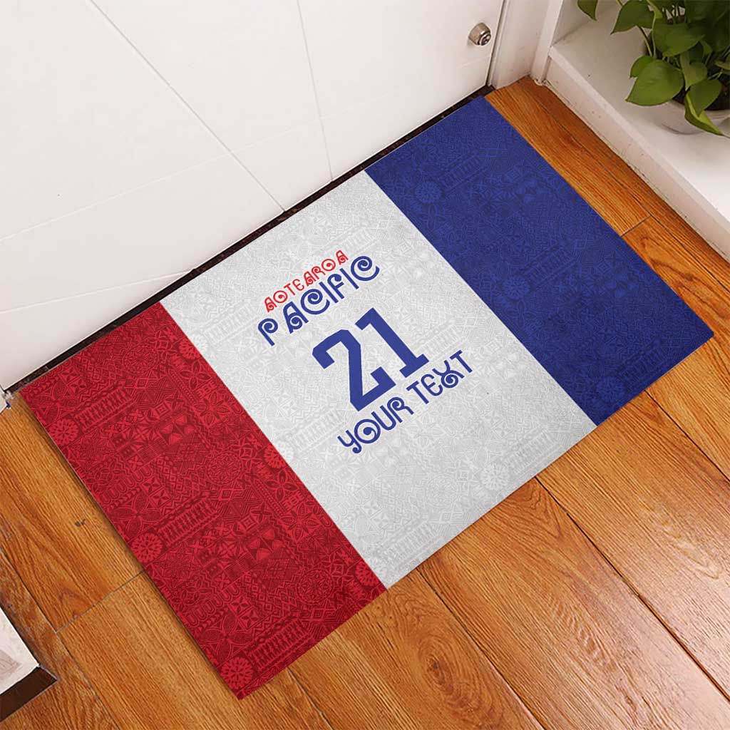 New Zealand Rugby Pacific Personalised Rubber Doormat Maori Style Tribal Tapa Pattern