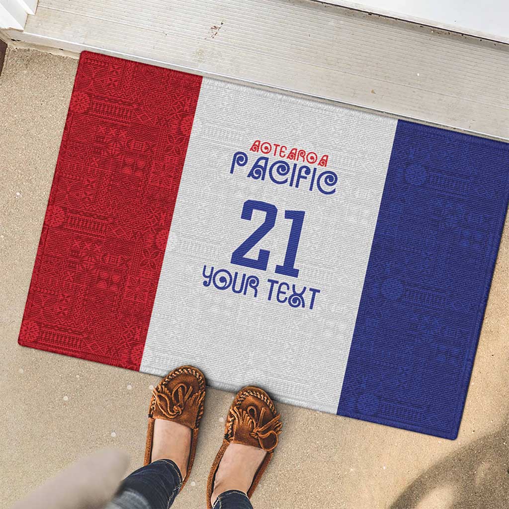 New Zealand Rugby Pacific Personalised Rubber Doormat Maori Style Tribal Tapa Pattern