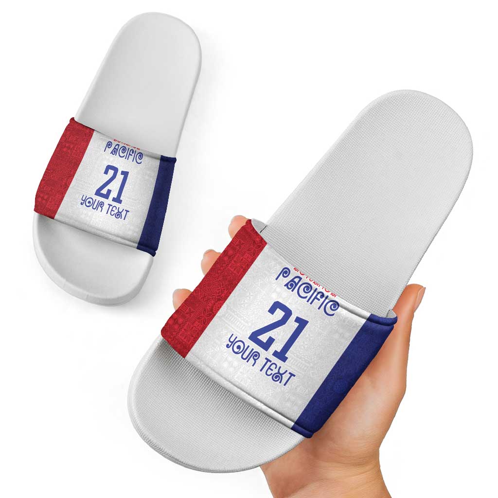 New Zealand Rugby Pacific Personalised Slide Sandals Maori Style Tribal Tapa Pattern - Polynesian Pride