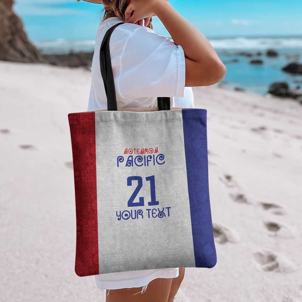 New Zealand Rugby Pacific Personalised Tote Bag Maori Style Tribal Tapa Pattern - Polynesian Pride