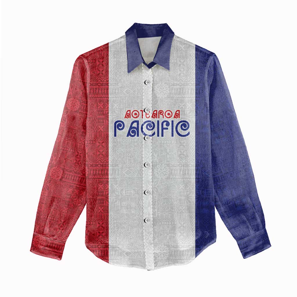 New Zealand Rugby Pacific Personalised Women Casual Shirt Maori Style Tribal Tapa Pattern