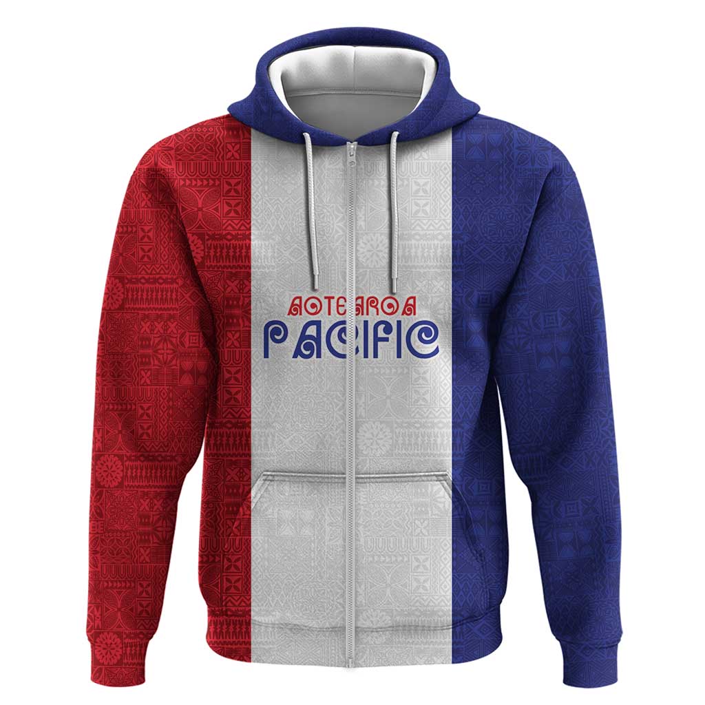 New Zealand Rugby Pacific Personalised Zip Hoodie Maori Style Tribal Tapa Pattern