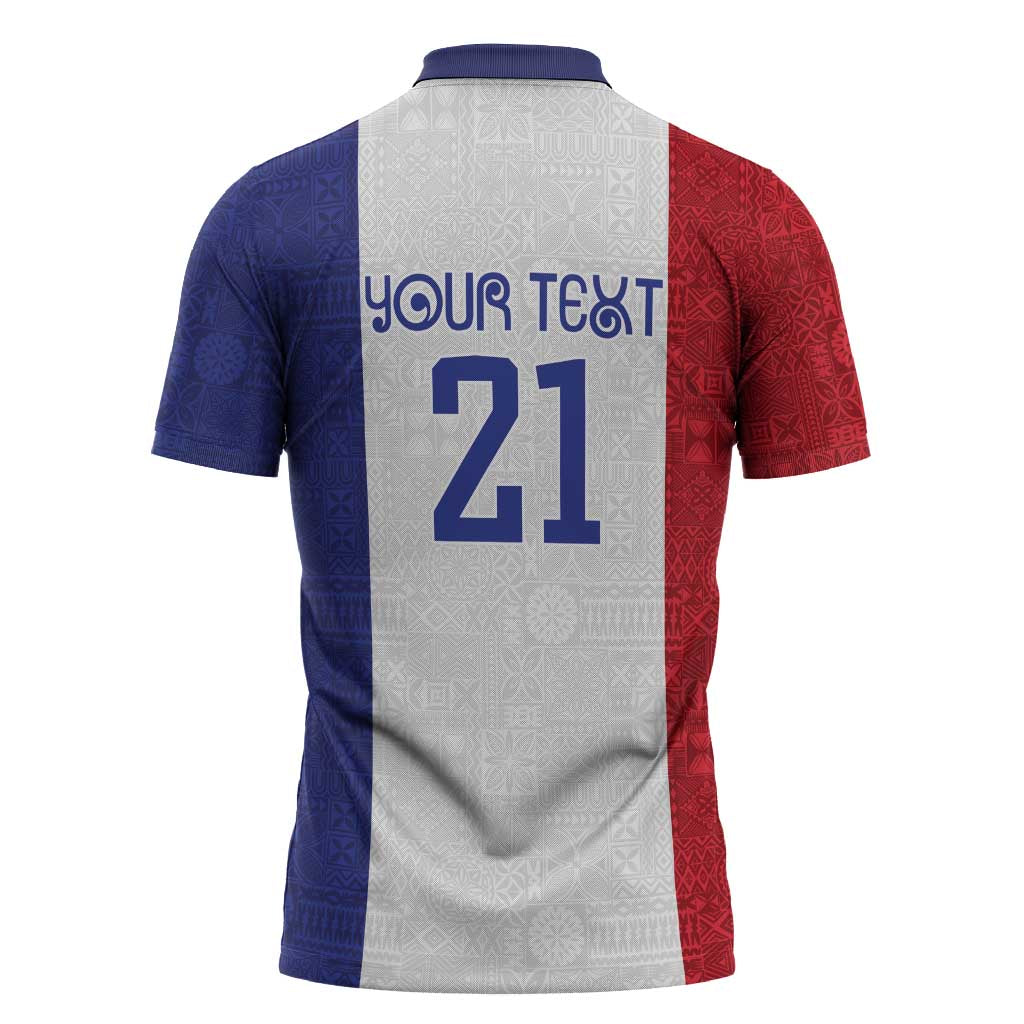 New Zealand Rugby Pacific Personalised Zipper Polo Shirt Maori Style Tribal Tapa Pattern - Polynesian Pride