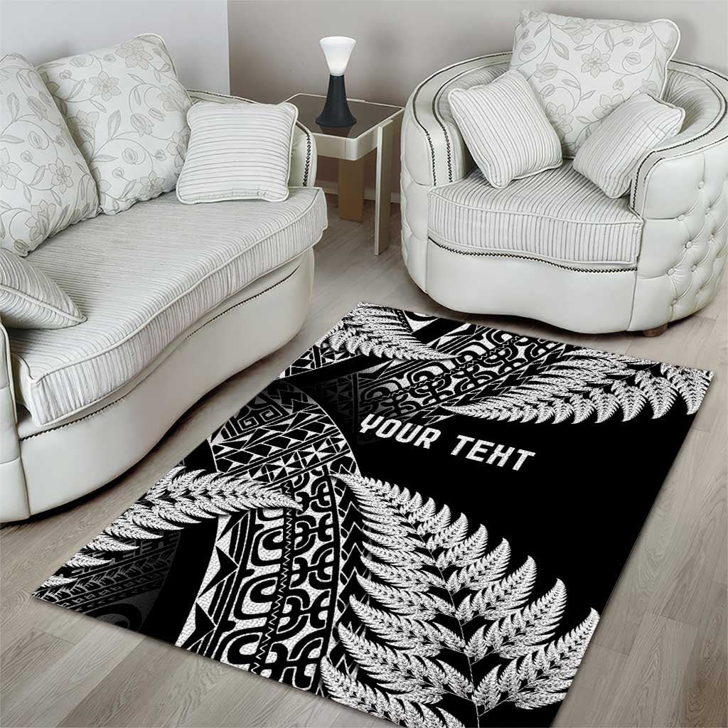 New Zealand Rugby Pacific Personalised Area Rug All Black Maori Pasifika Fern Pattern