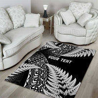 New Zealand Rugby Pacific Personalised Area Rug All Black Maori Pasifika Fern Pattern