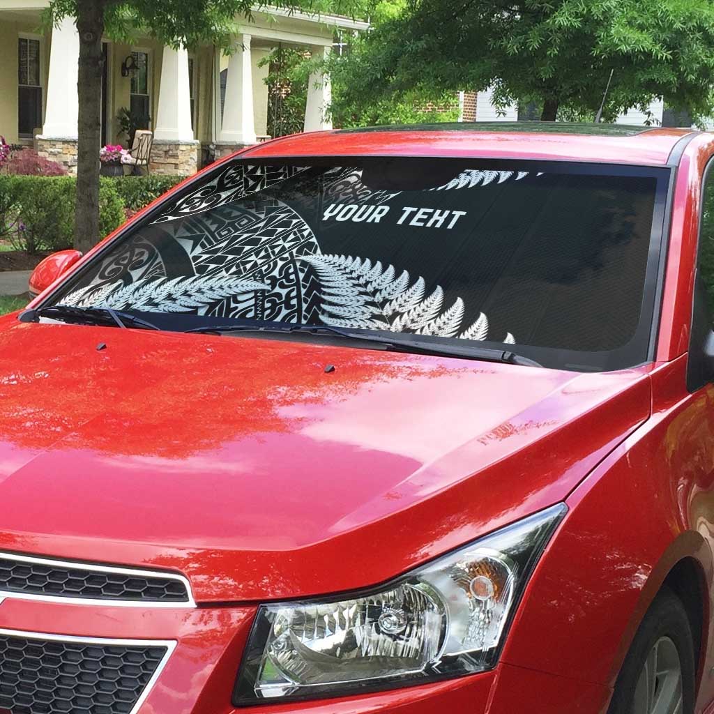 New Zealand Rugby Pacific Personalised Auto Sun Shade All Black Maori Pasifika Fern Pattern - Polynesian Pride