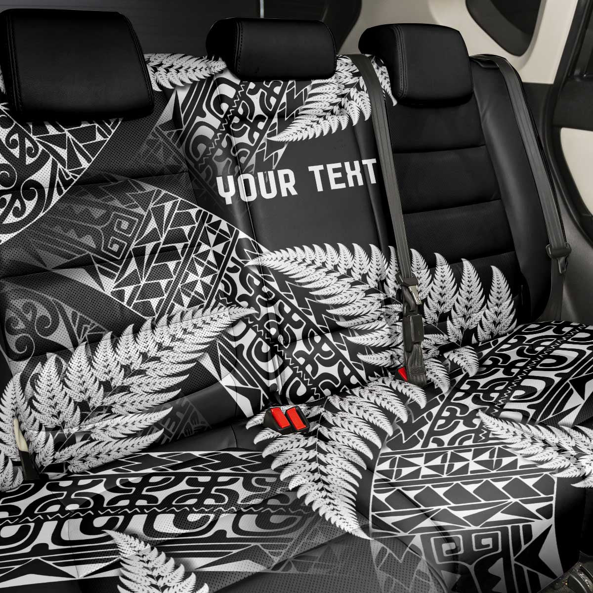 New Zealand Rugby Pacific Personalised Back Car Seat Cover All Black Maori Pasifika Fern Pattern