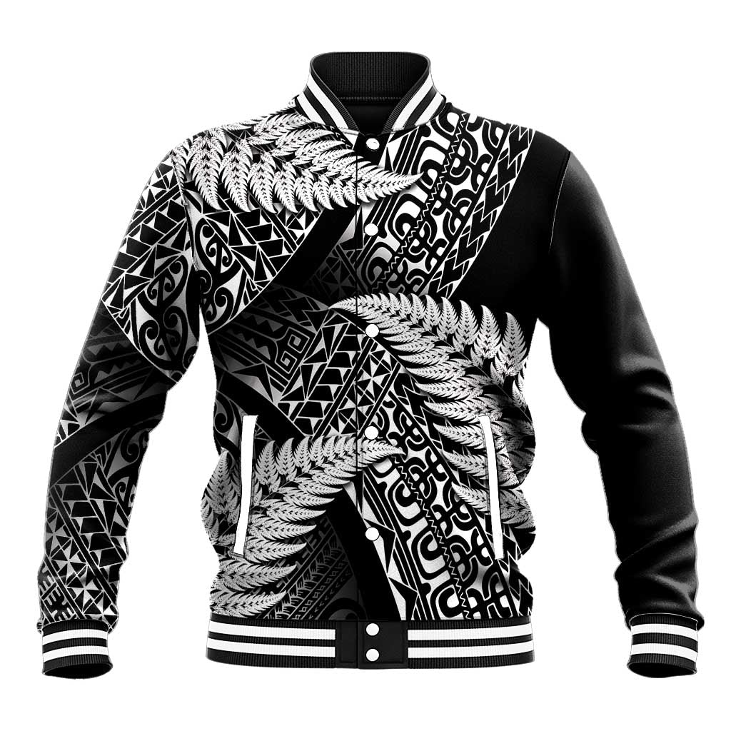 New Zealand Rugby Pacific Personalised Baseball Jacket All Black Maori Pasifika Fern Pattern