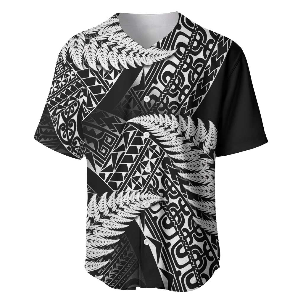 New Zealand Rugby Pacific Personalised Baseball Jersey All Black Maori Pasifika Fern Pattern