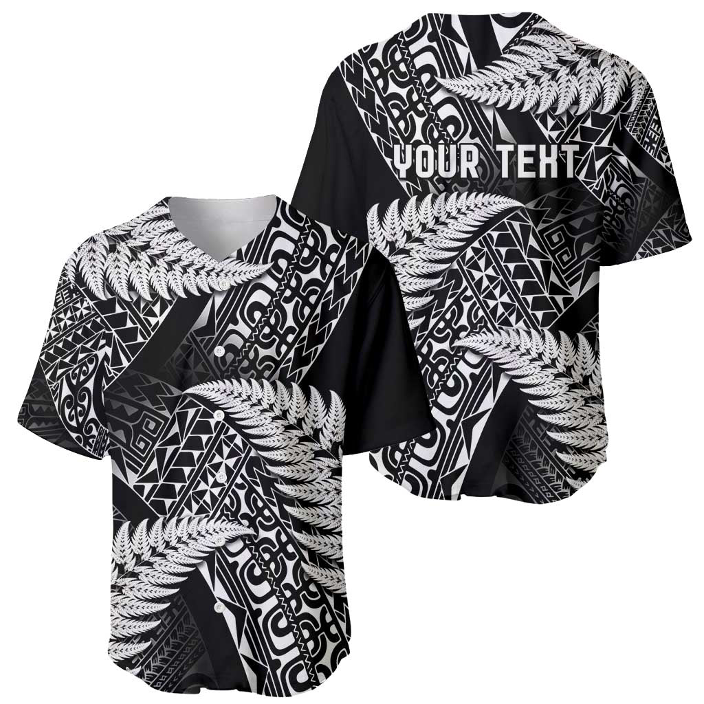 New Zealand Rugby Pacific Personalised Baseball Jersey All Black Maori Pasifika Fern Pattern