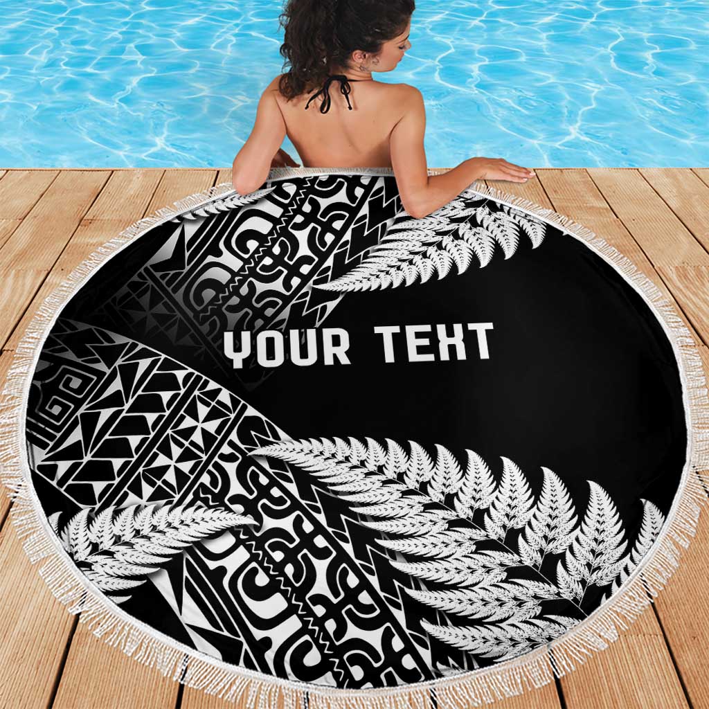 New Zealand Rugby Pacific Personalised Beach Blanket All Black Maori Pasifika Fern Pattern