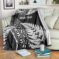 New Zealand Rugby Pacific Personalised Blanket All Black Maori Pasifika Fern Pattern