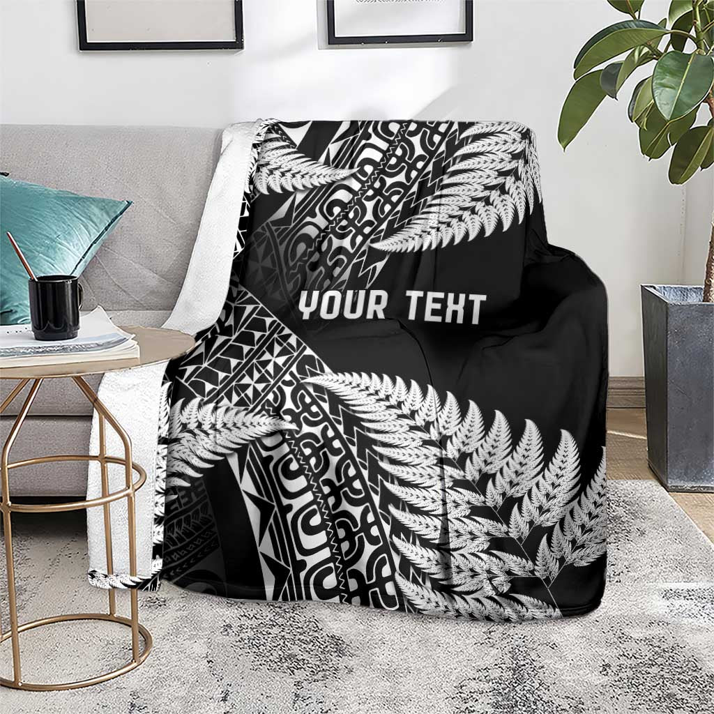 New Zealand Rugby Pacific Personalised Blanket All Black Maori Pasifika Fern Pattern
