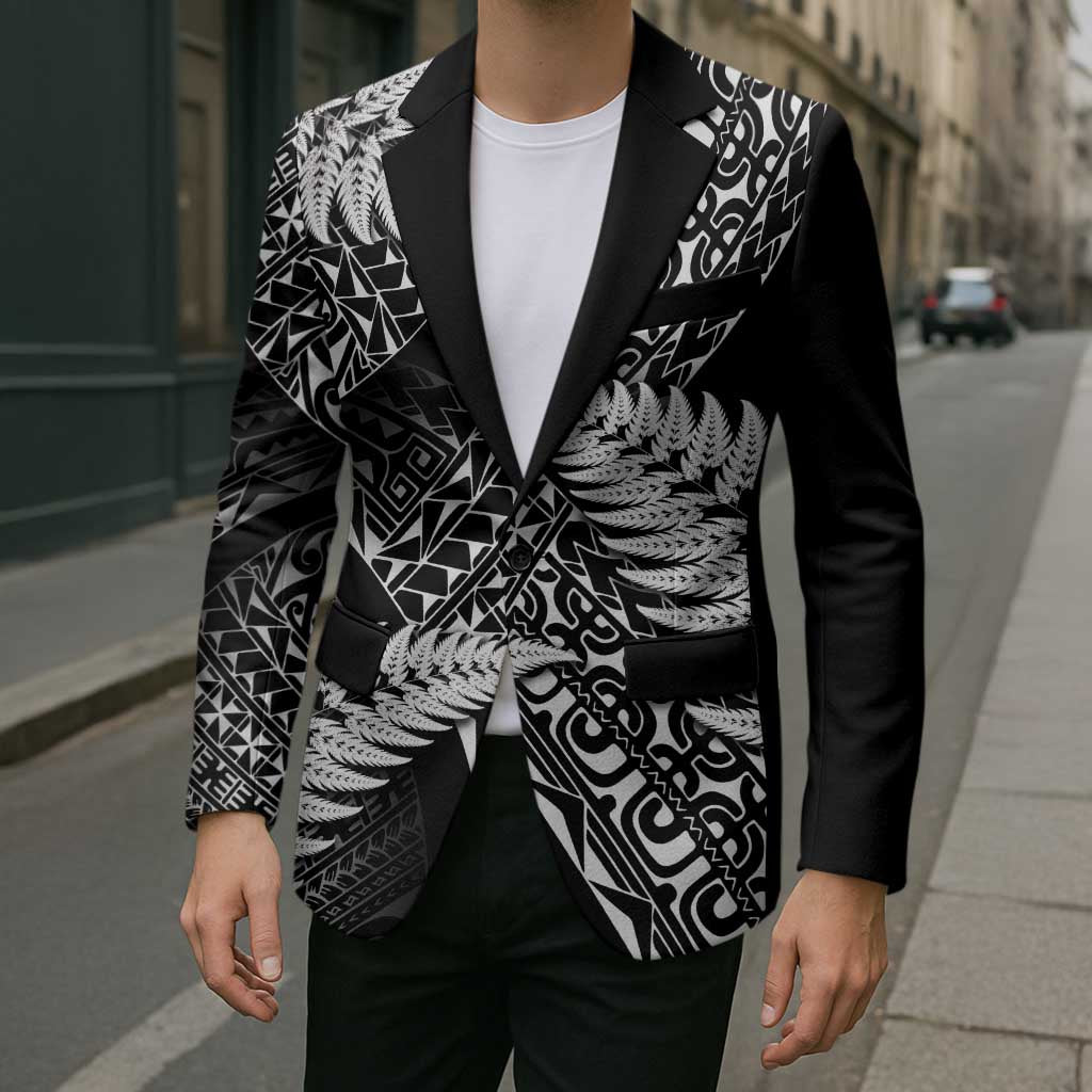 New Zealand Rugby Pacific Personalised Blazer All Black Maori Pasifika Fern Pattern - Polynesian Pride