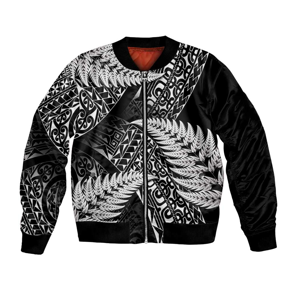 New Zealand Rugby Pacific Personalised Bomber Jacket All Black Maori Pasifika Fern Pattern
