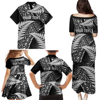 New Zealand Rugby Pacific Personalised Family Matching Puletasi and Hawaiian Shirt All Black Maori Pasifika Fern Pattern