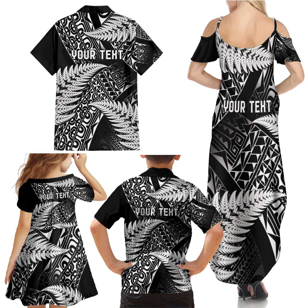 New Zealand Rugby Pacific Personalised Family Matching Summer Maxi Dress and Hawaiian Shirt All Black Maori Pasifika Fern Pattern