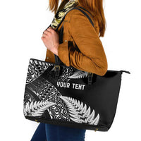 New Zealand Rugby Pacific Personalised Leather Tote Bag All Black Maori Pasifika Fern Pattern