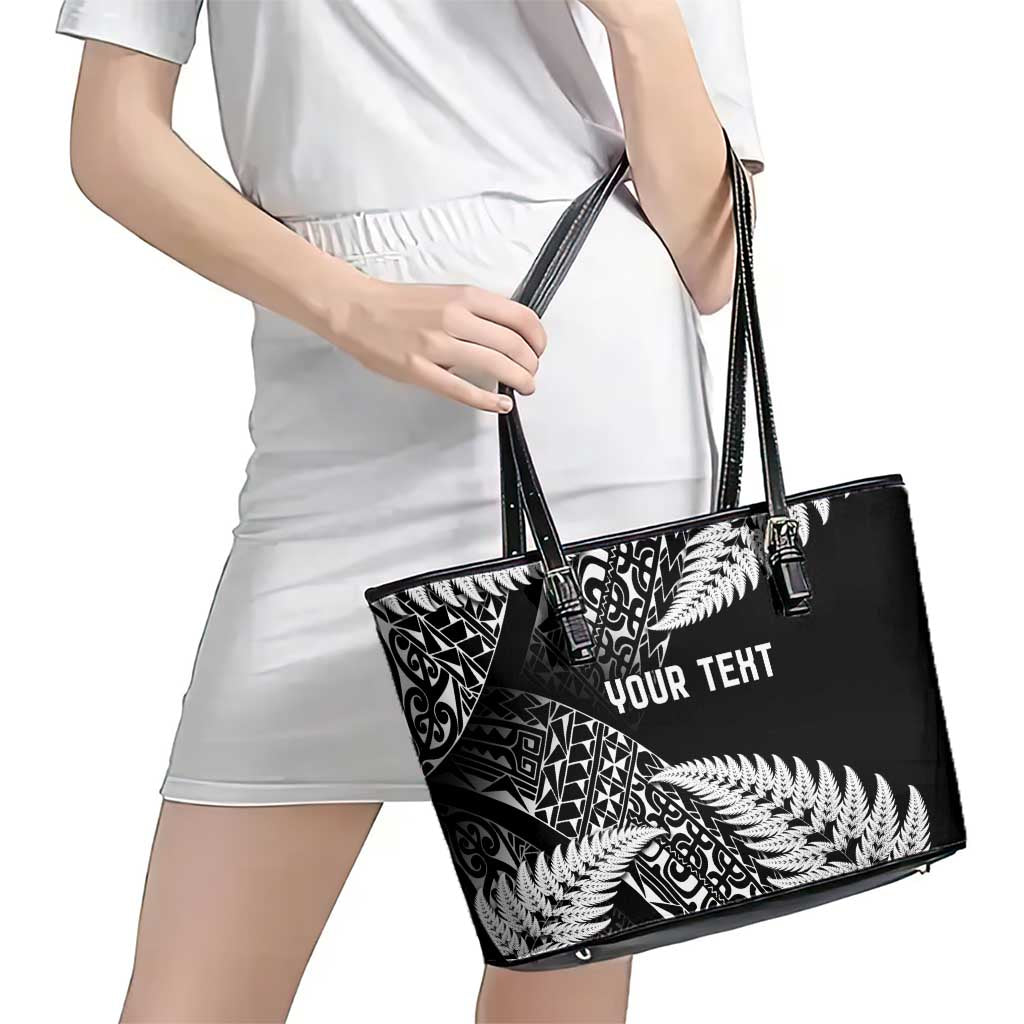 New Zealand Rugby Pacific Personalised Leather Tote Bag All Black Maori Pasifika Fern Pattern