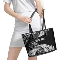 New Zealand Rugby Pacific Personalised Leather Tote Bag All Black Maori Pasifika Fern Pattern