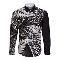 New Zealand Rugby Pacific Personalised Long Sleeve Button Shirt All Black Maori Pasifika Fern Pattern