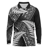 New Zealand Rugby Pacific Personalised Long Sleeve Polo Shirt All Black Maori Pasifika Fern Pattern