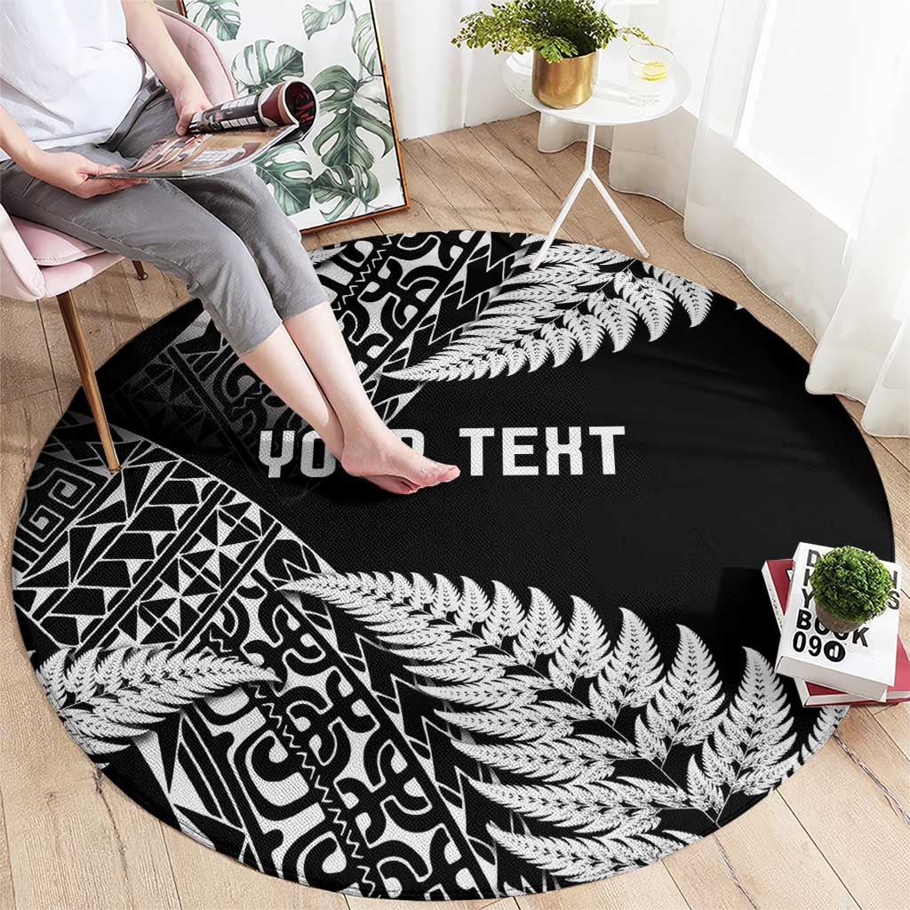New Zealand Rugby Pacific Personalised Round Carpet All Black Maori Pasifika Fern Pattern