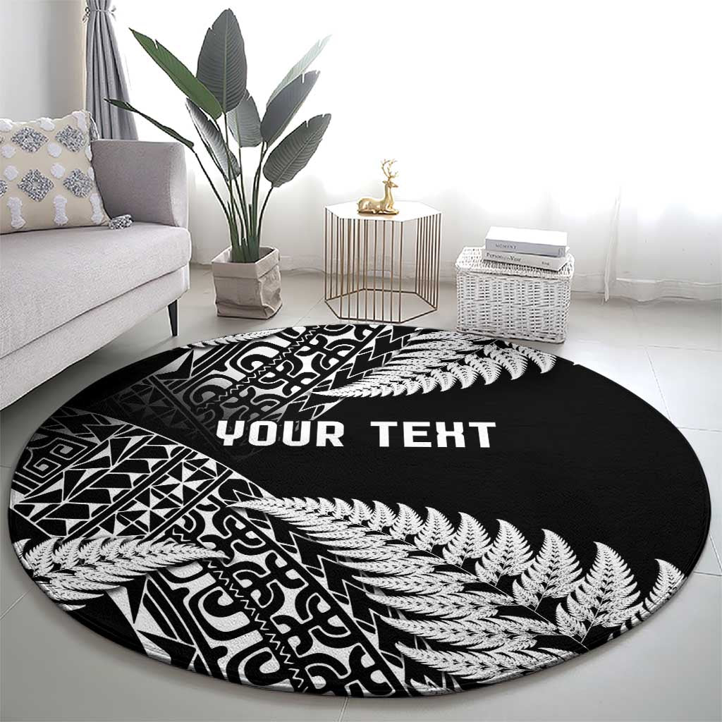 New Zealand Rugby Pacific Personalised Round Carpet All Black Maori Pasifika Fern Pattern