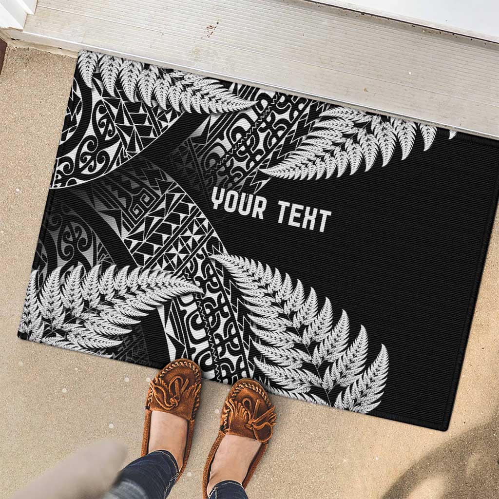 New Zealand Rugby Pacific Personalised Rubber Doormat All Black Maori Pasifika Fern Pattern