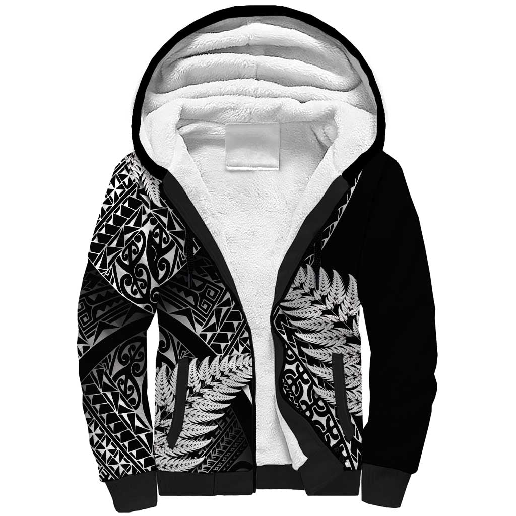 New Zealand Rugby Pacific Personalised Sherpa Hoodie All Black Maori Pasifika Fern Pattern