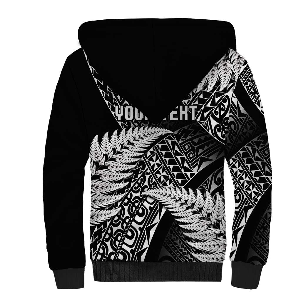 New Zealand Rugby Pacific Personalised Sherpa Hoodie All Black Maori Pasifika Fern Pattern