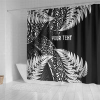 New Zealand Rugby Pacific Personalised Shower Curtain All Black Maori Pasifika Fern Pattern