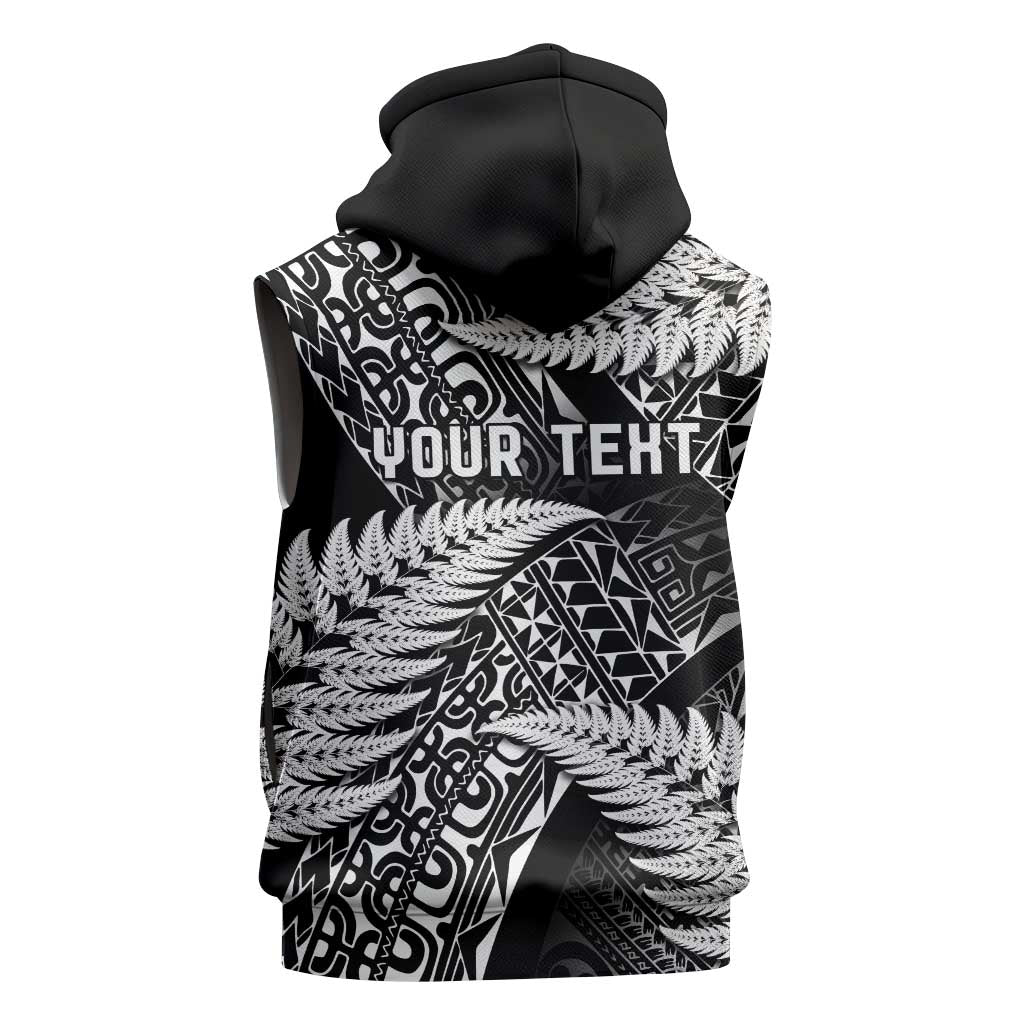 New Zealand Rugby Pacific Personalised Sleeveless Zip Hoodie All Black Maori Pasifika Fern Pattern - Polynesian Pride