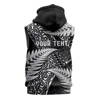 New Zealand Rugby Pacific Personalised Sleeveless Zip Hoodie All Black Maori Pasifika Fern Pattern - Polynesian Pride