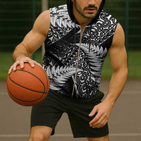 New Zealand Rugby Pacific Personalised Sleeveless Zip Hoodie All Black Maori Pasifika Fern Pattern - Polynesian Pride