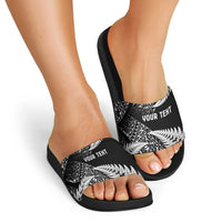 New Zealand Rugby Pacific Personalised Slide Sandals All Black Maori Pasifika Fern Pattern - Polynesian Pride