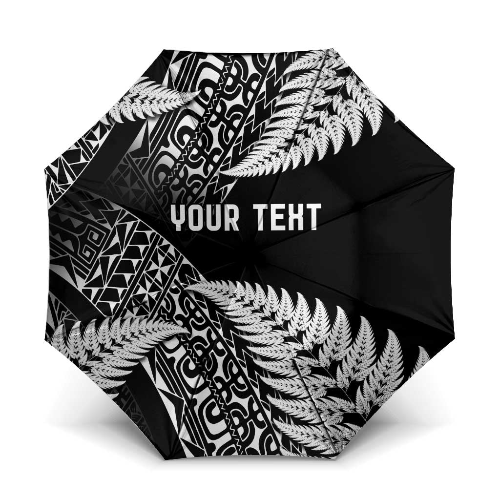 New Zealand Rugby Pacific Personalised Umbrella All Black Maori Pasifika Fern Pattern - Polynesian Pride
