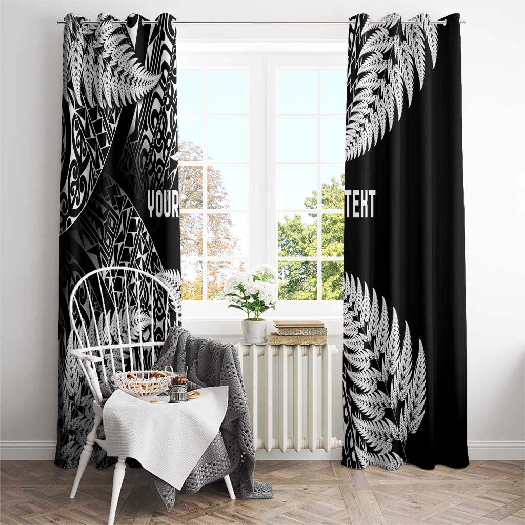 New Zealand Rugby Pacific Personalised Window Curtain All Black Maori Pasifika Fern Pattern