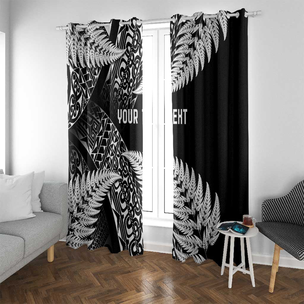 New Zealand Rugby Pacific Personalised Window Curtain All Black Maori Pasifika Fern Pattern