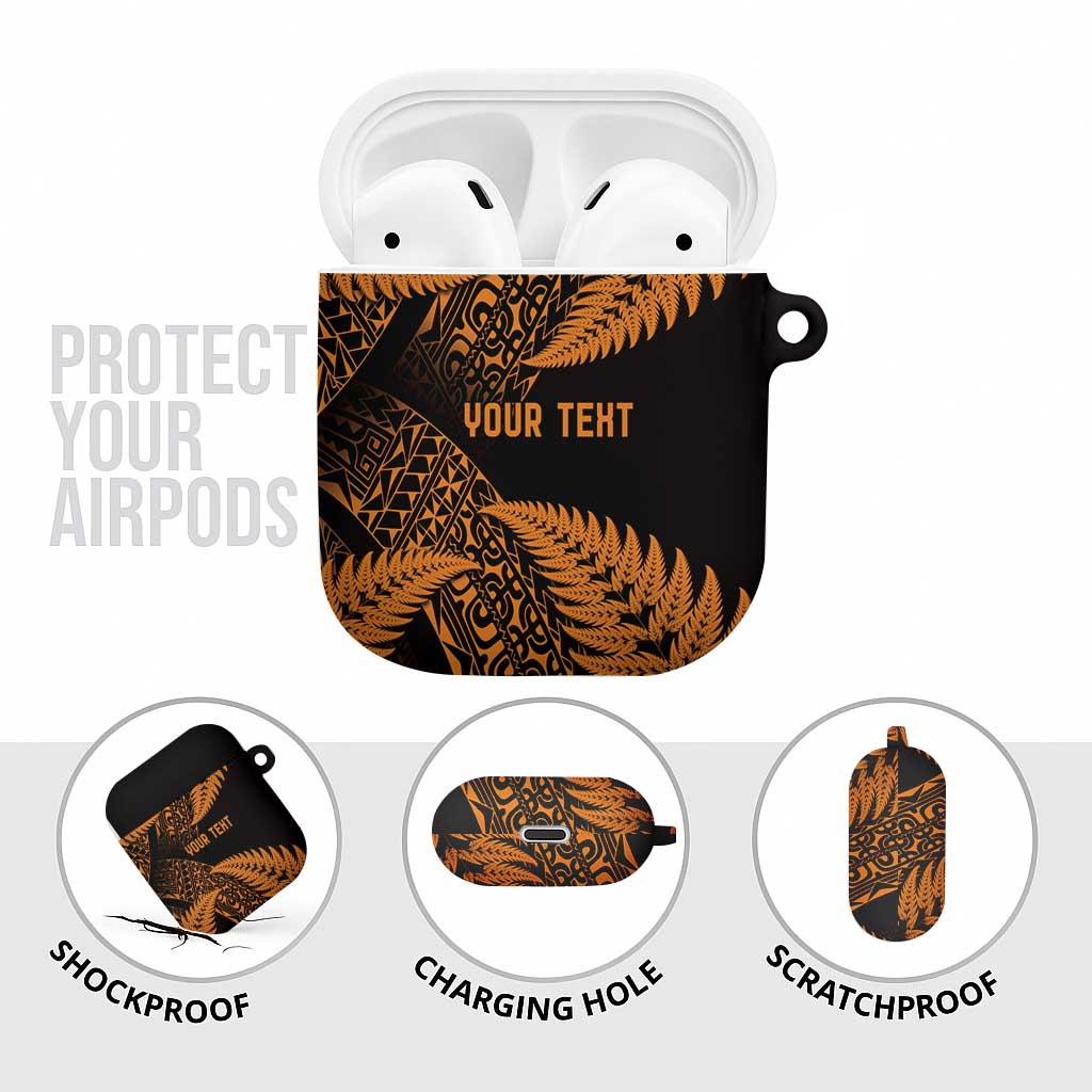 New Zealand Rugby Pacific Personalised AirPods Case All Gold Maori Pasifika Fern Pattern - Polynesian Pride