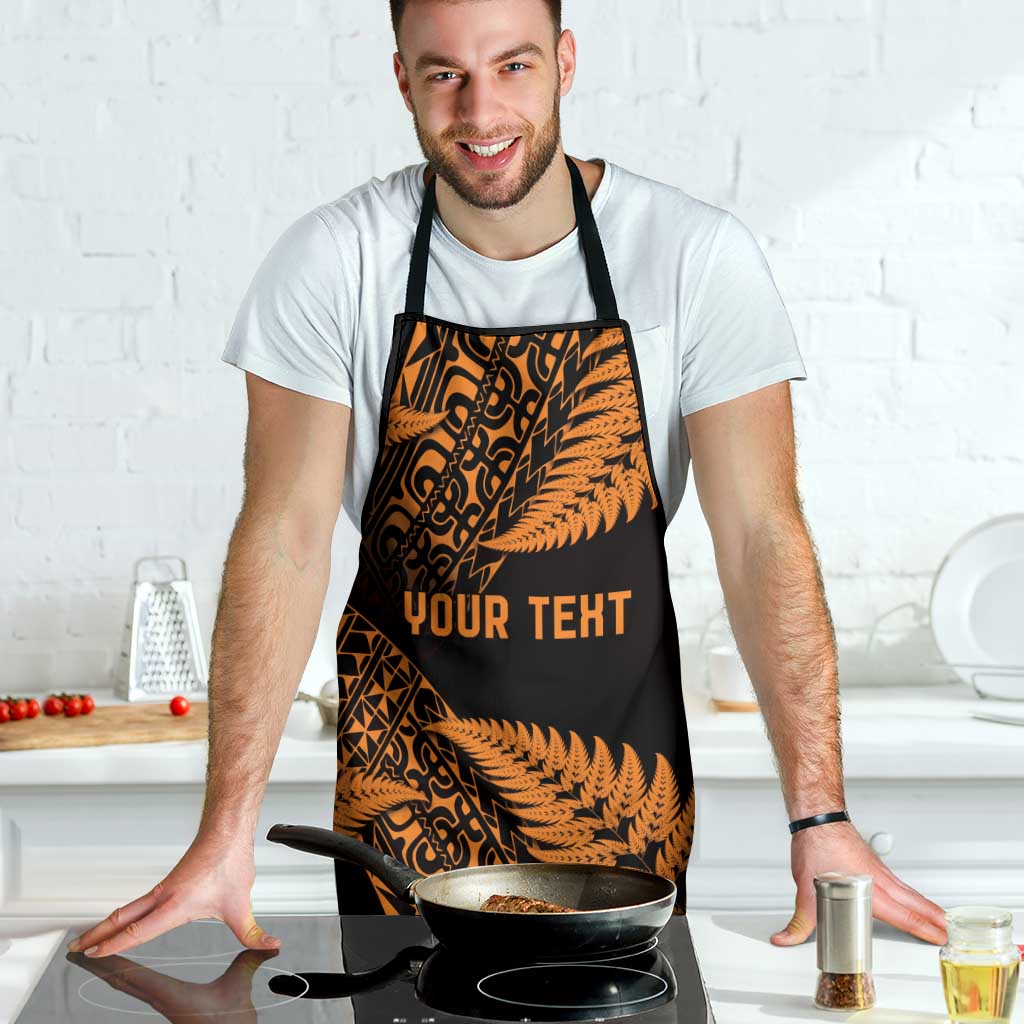 New Zealand Rugby Pacific Personalised Apron All Gold Maori Pasifika Fern Pattern - Polynesian Pride