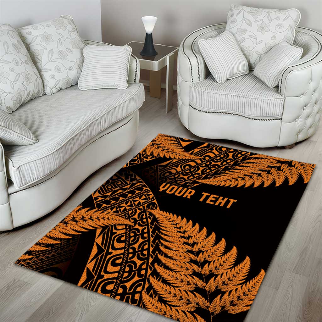 New Zealand Rugby Pacific Personalised Area Rug All Gold Maori Pasifika Fern Pattern