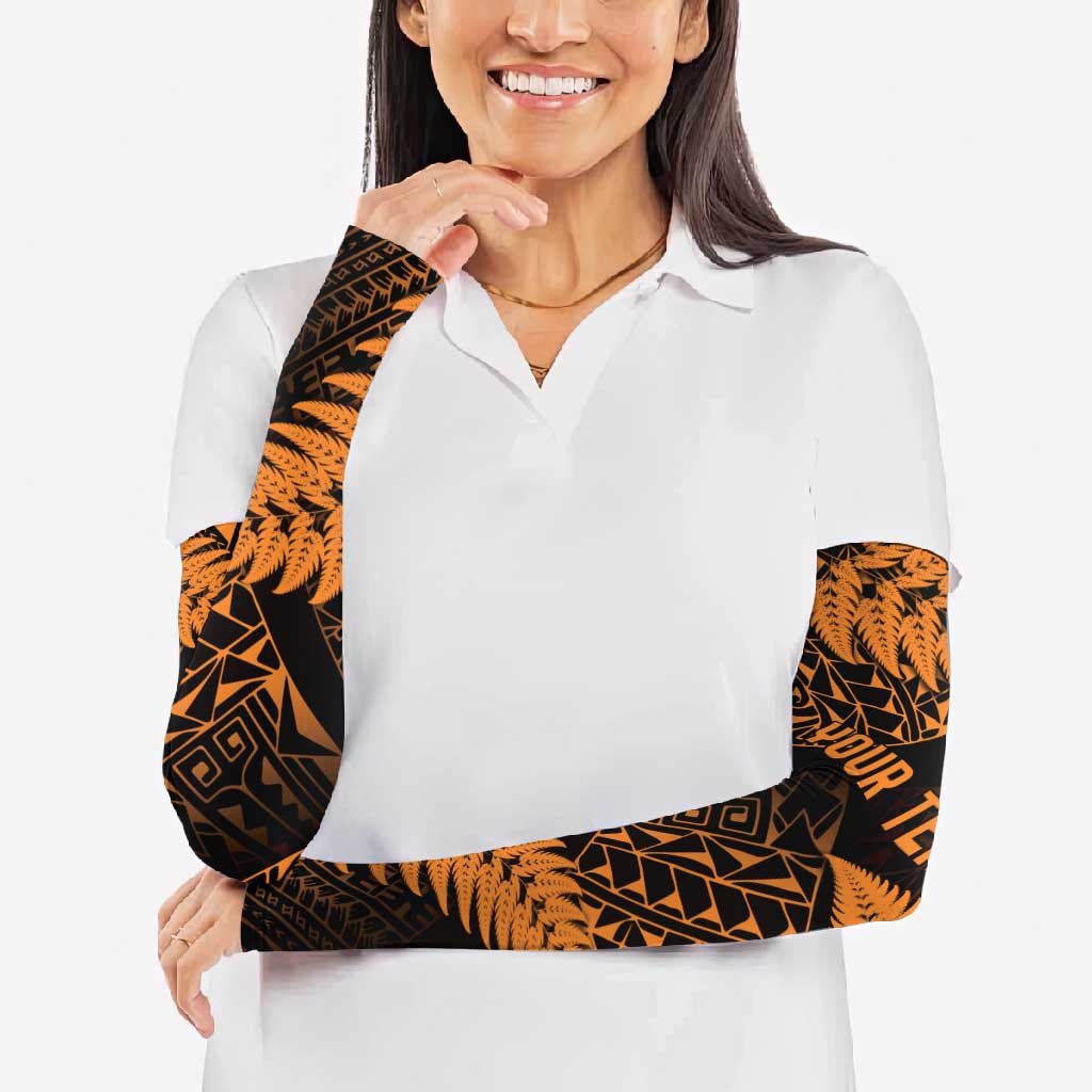 New Zealand Rugby Pacific Personalised Arm Sleeves All Gold Maori Pasifika Fern Pattern - Polynesian Pride