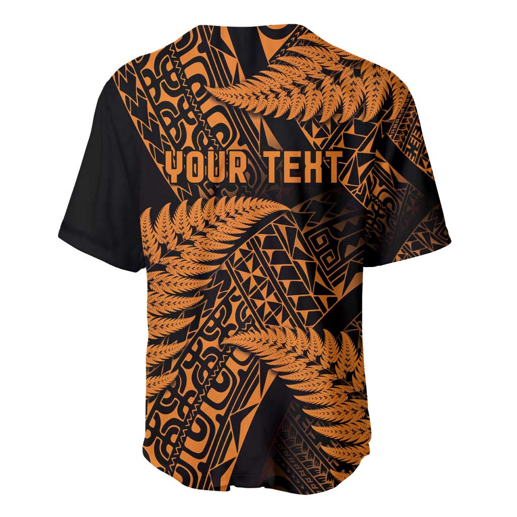 New Zealand Rugby Pacific Personalised Baseball Jersey All Gold Maori Pasifika Fern Pattern