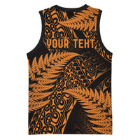 New Zealand Rugby Pacific Personalised Basketball Jersey All Gold Maori Pasifika Fern Pattern - Polynesian Pride