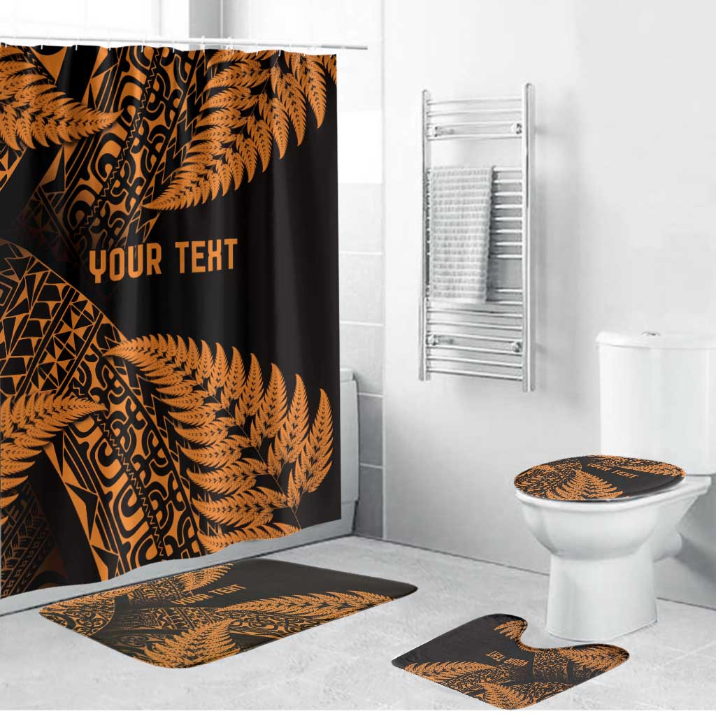 New Zealand Rugby Pacific Personalised Bathroom Set All Gold Maori Pasifika Fern Pattern - Polynesian Pride